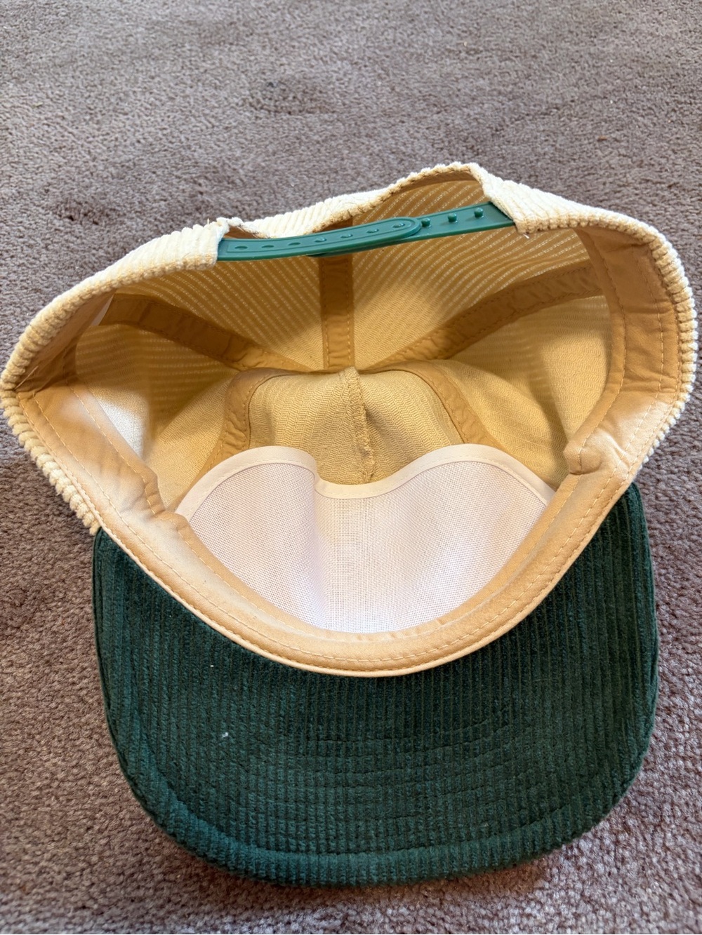 North Standard Corduroy Bear Patch Cap in Cream and Green - Picture 3 of 3